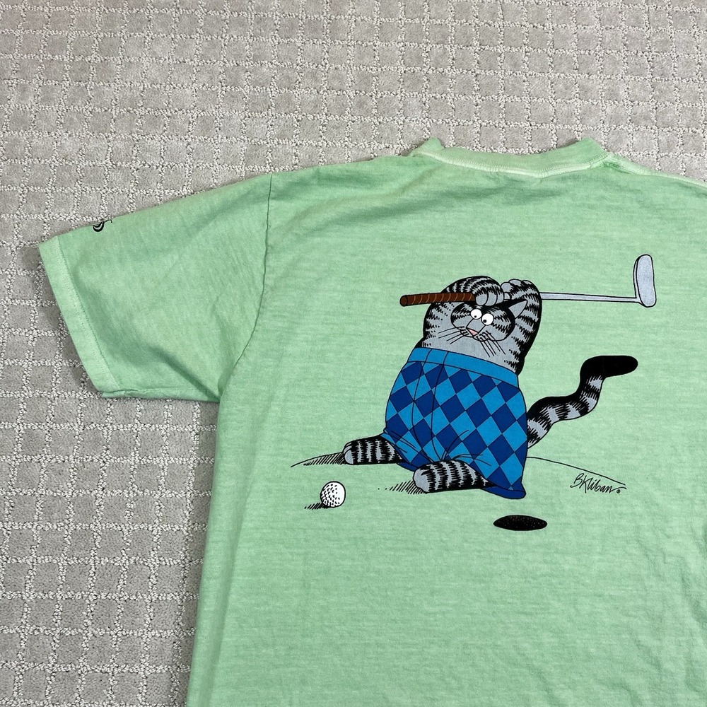 Vintage B. Kilban Cat Golf Double Sided Hawaii Crazy Shirts Tshirt Size Medium - Picture 6 of 8